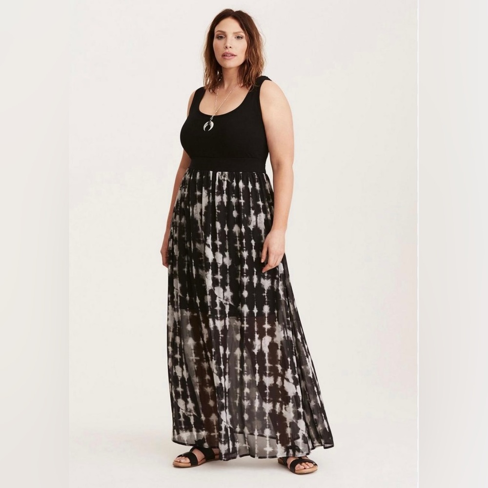 Torrid Womens Tie Dye Chiffon Skirt Knit Top Maxi Dress Size 1 (1X)
